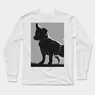 Puppies Shadow Silhouette Anime Style Collection No. 83 Long Sleeve T-Shirt